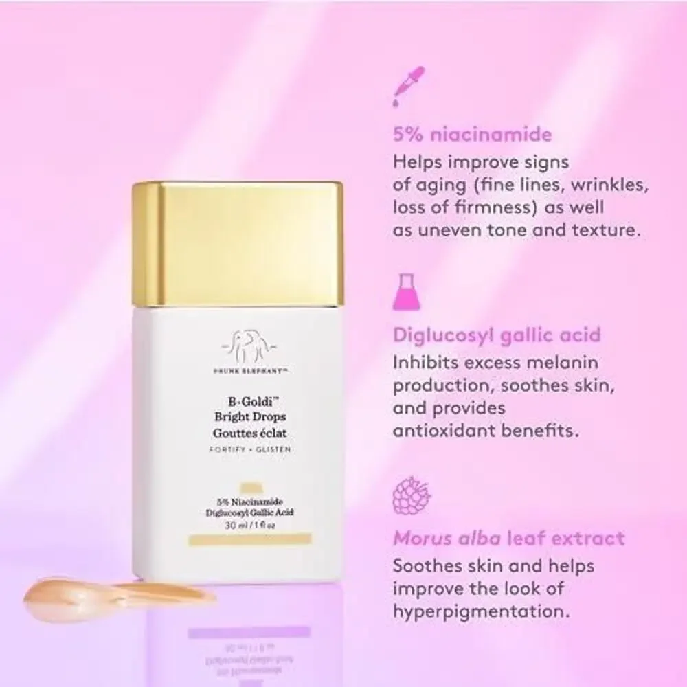 $38 Drunk Elephant NIB B-Goldi Bright Illuminating Drops 1 Oz / 30 ML